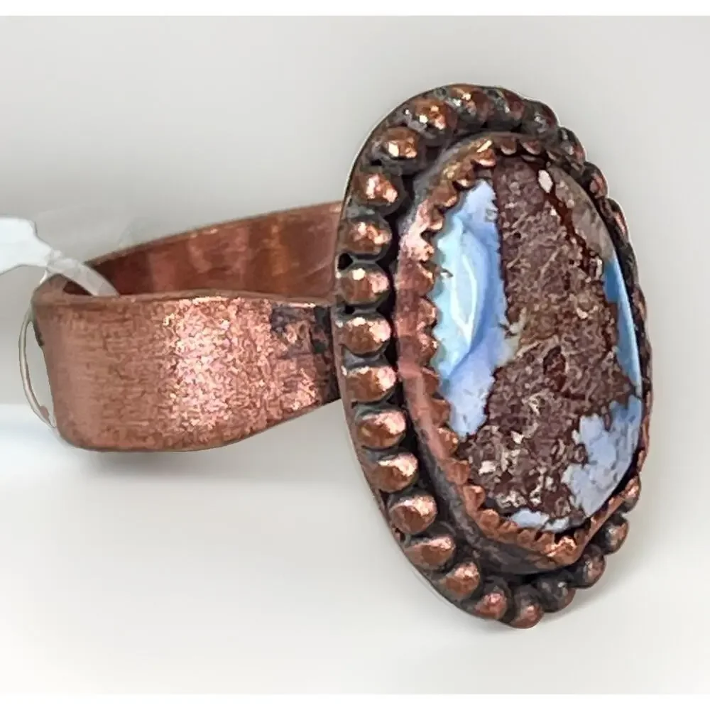 Golden Hills Turquoise Copper Statement Ring Handmade USA Adjust Southwestern